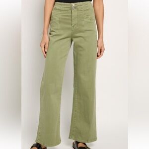 Mica Super High Wide Leg Jeans in Olive Green.  NWT.